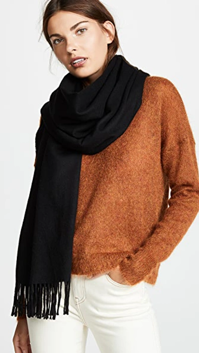 Acne Studios Logo Patch Cashmere Scarf In Black