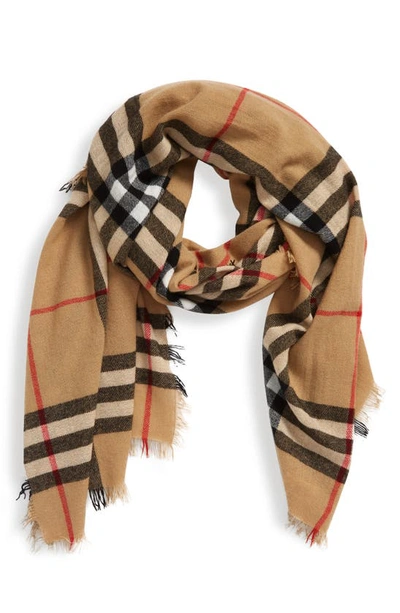 Burberry Reversible Roundel Logo & Check Cashmere Scarf In Archive ...