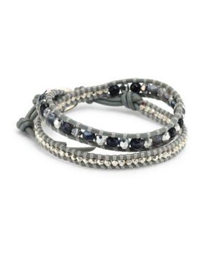 Chan Luu Grey Banded Agate Mix Double-wrap Bracelet