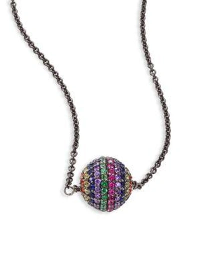 Ileana Makri Rainbow Bead Pendant Necklace In Gunmetal-multi