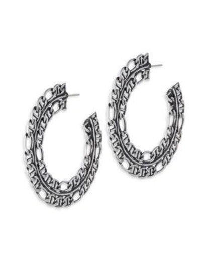 Dannijo Hawk Chain Hoop Earrings/2.5" In Silver