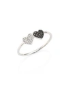 Sydney Evan Women's Small Pavé Double Heart Diamond & 14k White Gold Ring