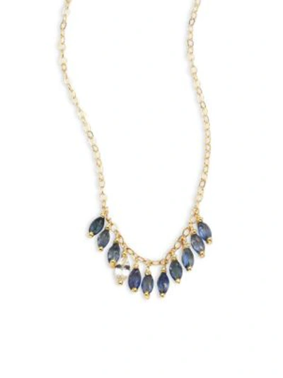 Ila Maisie Blue & White Sapphire Necklace In Gold Sapphire