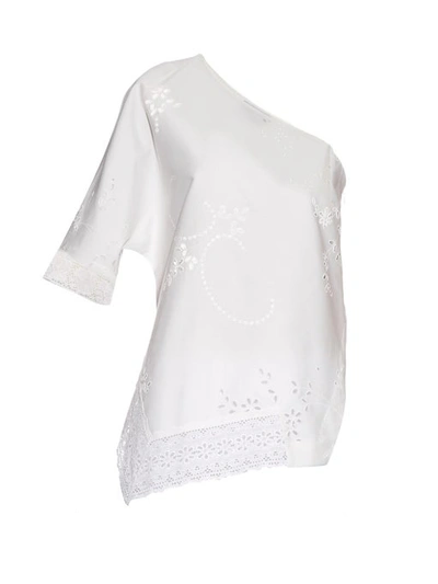 Stella Mccartney Alix Asymmetric-neckline Cotton Top In White