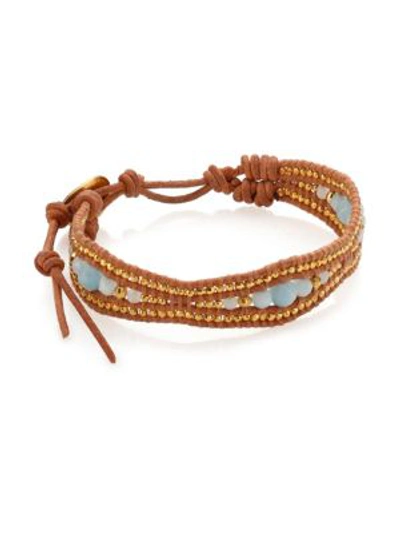 Chan Luu Amazonite & Leather Bracelet In Blue Brown