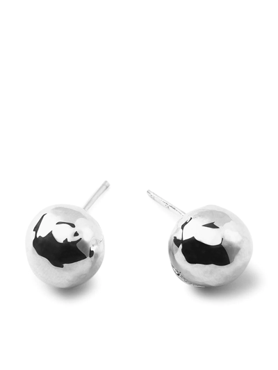Ippolita Glamazon Sterling Silver Hammered Ball Stud Earrings In White
