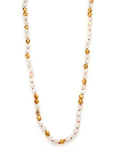 Chan Luu Mother-of-pearl & Opal Long Beaded Strand Necklace In Gold White