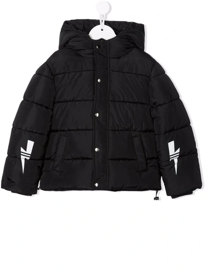 Neil Barrett Black Padded Rain Jacket Kids In Nero