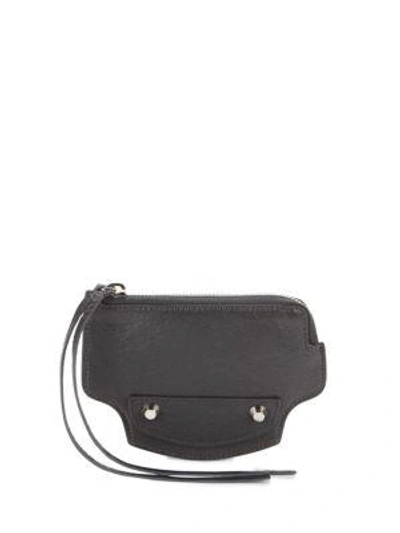 Balenciaga Smoky Leather Coin Purse In Grey