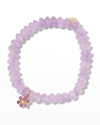 Sydney Evan Marquise Eye Prong Set Flower On Lavender Amethyst Bead Bracelet In Purple