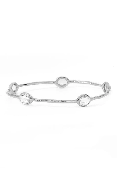 Ippolita Sterling Silver Rock Candy 5-stone Bangle In Clear Quartz In Clear Silver