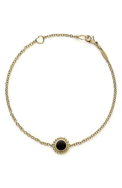 Lagos 18k Yellow Gold Covet Onyx Single Stone Chain Bracelet In Gold/black