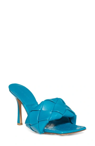 Bottega Veneta 90mm Lido Woven Leather Slide Sandals In Blue