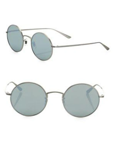 Oliver Peoples The Row For  After Midnight 49mm Mirrored Round Sunglasses In Silver