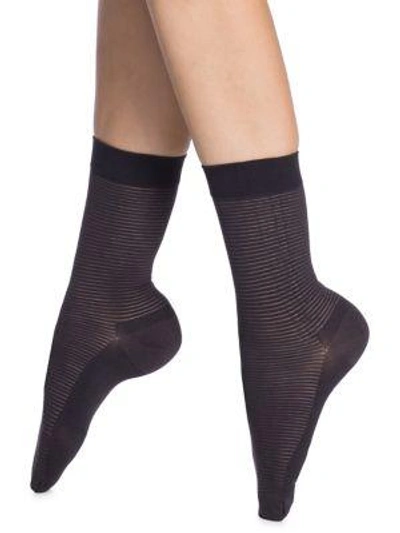 Wolford Striped Socks In Anthracite