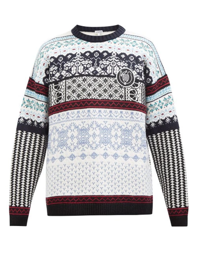 Loewe Patchwork Fair Isle Wool-blend Sweater In Multicolor