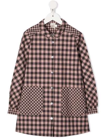 Caffe' D'orzo Kids' Gingham Check-print Shirt In Pink