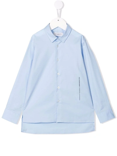 Paolo Pecora Teen Button-up Cotton Shirt In Light Blue
