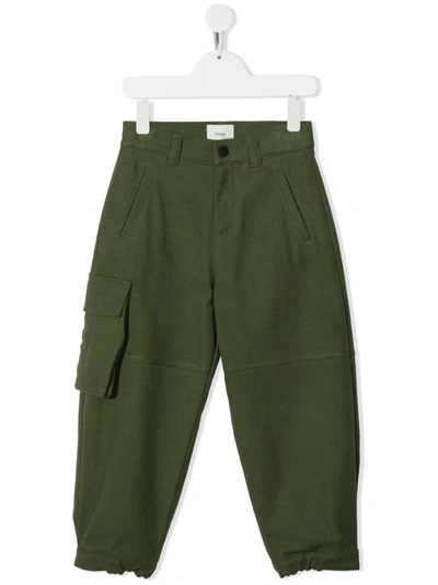 Fendi Kids' Green Trousers With Medium Waist