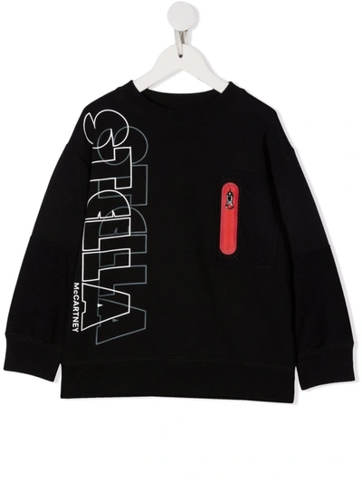 Stella Mccartney Kids' Logo Crew-neck Sweatshirt In Black