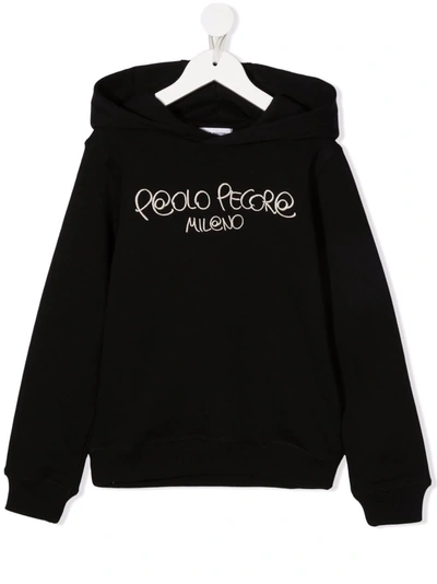 Paolo Pecora Teen Logo-embroidered Hoodie In Black