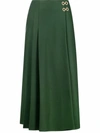 Alberta Ferretti Womens Green High-waisted Pleated Wool-blend Maxi Skirt 12