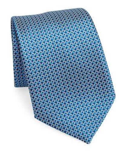 Ermenegildo Zegna Disk Printed Silk Tie In Blue