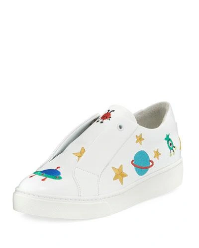Here/now Halley Space Embroidered Slip-on Sneakers In White Pattern