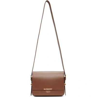 Burberry Brown & Black Small Grace Bag In Malt Brown/black