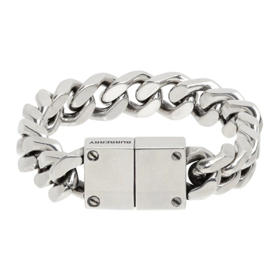 Burberry Silver Curb Chain Bracelet In Palladio