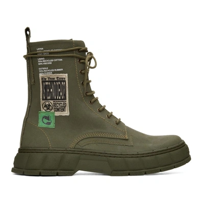 Viron Khaki Upcycled Canvas 1992 Boots In 20 Khaki