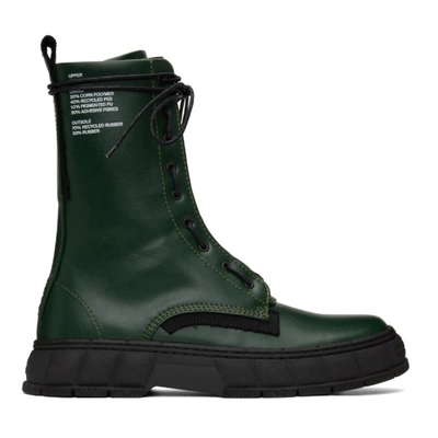 Viron Ssense Exclusive Green Apple Leather 1992 Zip Boots In 50 Green