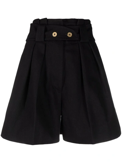 Patou Pleated-detail High-waist Shorts In Black