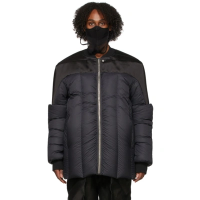 Rick Owens Geth Bomber Puffer In Black Polyamide