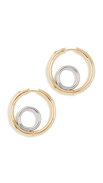 Demarson Bicolor Halo Hoop Earrings In Gold And Silver In Gold Silver