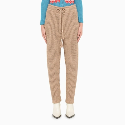 Alanui Brown Knitted Trousers With Tassels