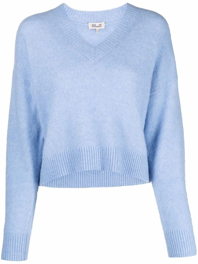 Baum Und Pferdgarten Brushed-finish V-neck Jumper In Light Blue