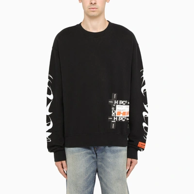 Heron Preston Black Sweatshirt With Contrasting Prints