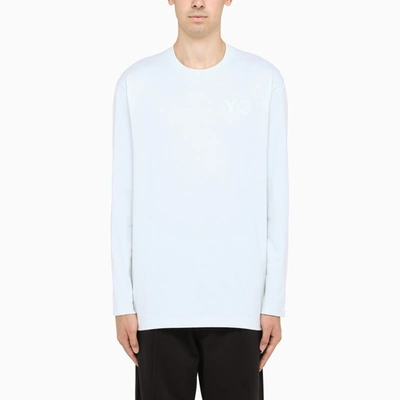 Y-3 Long Sleeves Light Blue T-shirt In White