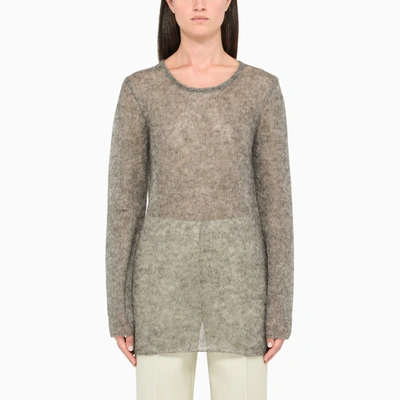 Miu Miu Grey Semi-transparent Jumper In Black