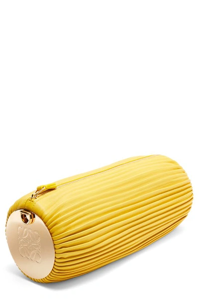Loewe Yellow Bracelet Pleated Leather Pouch