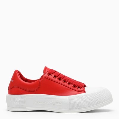 Alexander Mcqueen Red Leather Deck Trainers