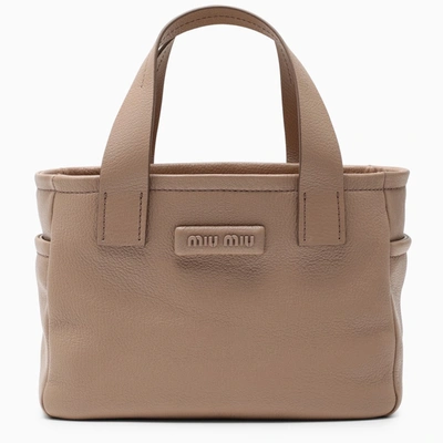 Miu Miu Camel Small Handbag In Beige