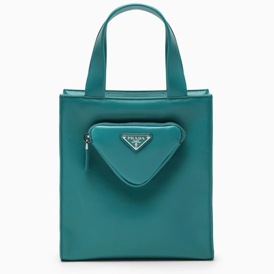 Prada Teal Mini Shopping Bag In Green