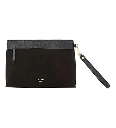 Dune Eharriet Faux-leather Clutch Bag In Black-suede