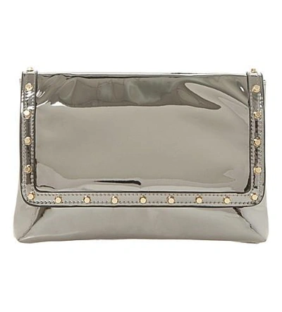 Dune Borriss Metallic Studded Clutch Bag In Pewter-synthetic