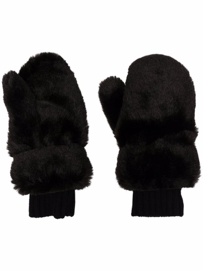 Givenchy Faux Fur Mittens In Black