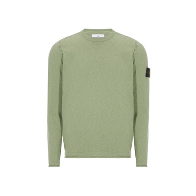 Stone Island Mens Sage Brand-patch Crewneck Cotton-jersey Sweatshirt S In Verde Militare