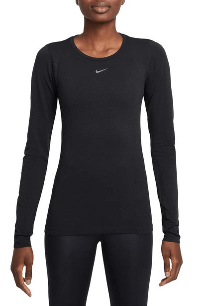 Nike Women's Dri-fit Adv Aura Slim-fit Long-sleeve Training Top In Black
