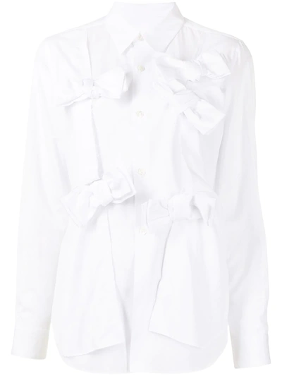 Comme Des Garçons Ruched Asymmetric Shirt In Weiss